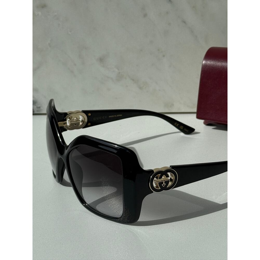 NEW Gucci GG2015S Black Oversized Wraparound Sunglasses $475 - Picture 4 of 8